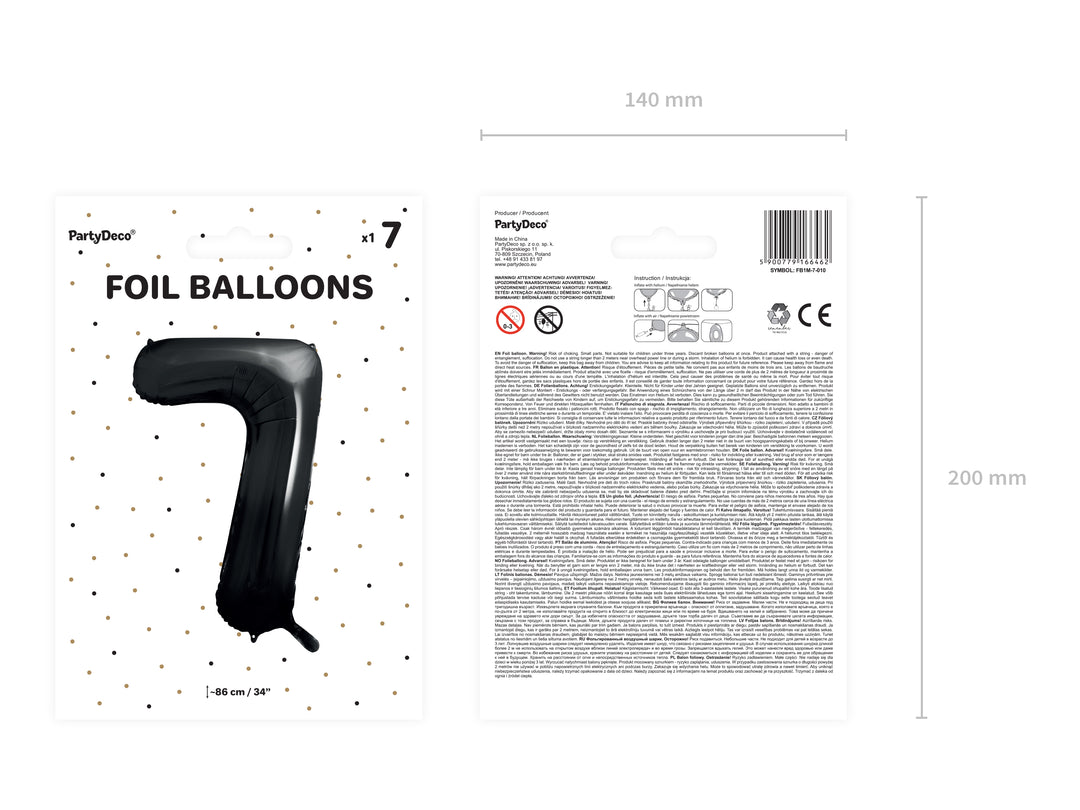 Globo Foil Número 7 "Negro" 86 cm