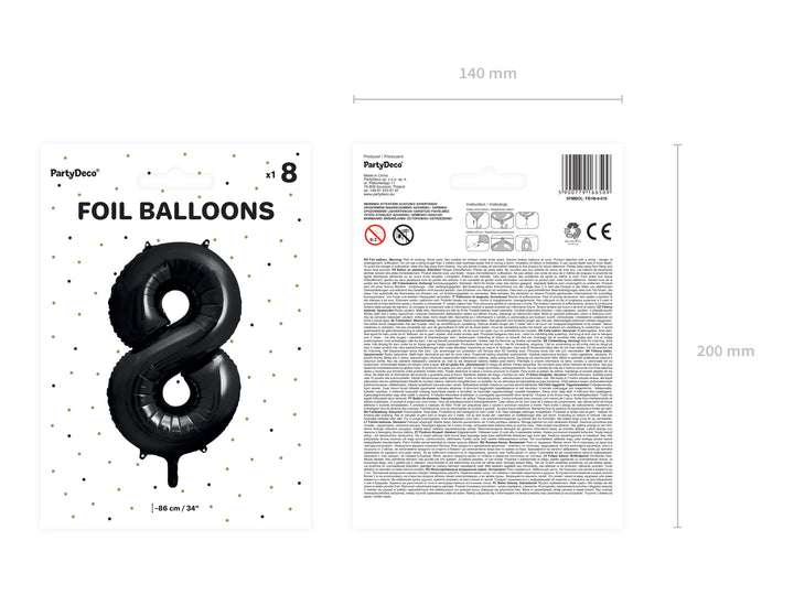 Globo Foil Número 8 "Negro" 86 cm