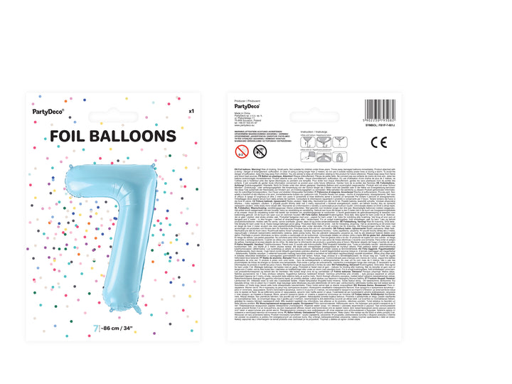 Globo Foil Número 7 "Azul celeste" 86 cm