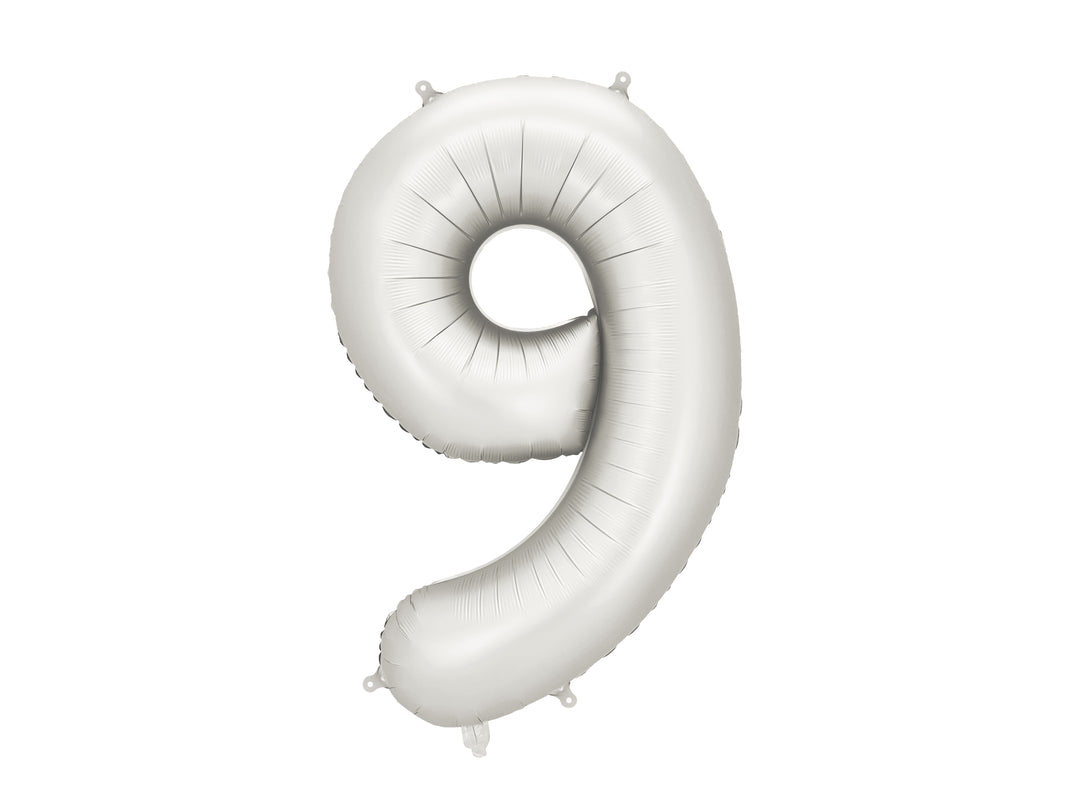 Globos Aluminio Número 0-9 "Plata Satinado" 86 cm
