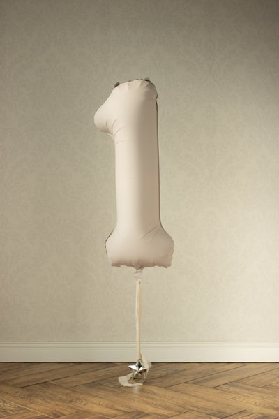 Globo Aluminio Crema Número de 0 a 9, 34"