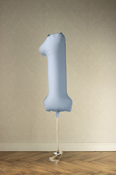 Globo Foil Mate Número 1 Azul Neblina, 34"