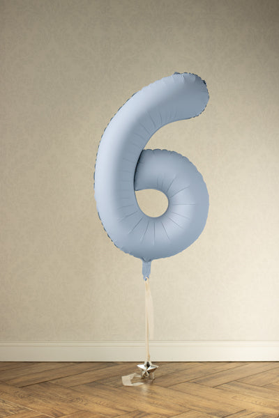 Globo Foil Mate Número 6 Azul Neblina, 34"