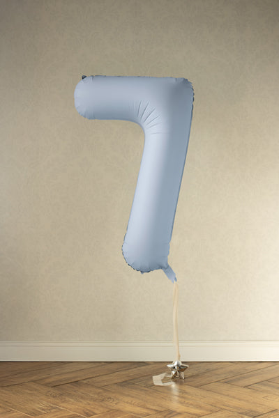 Globo Foil Mate Número 7 Azul Neblina, 34"