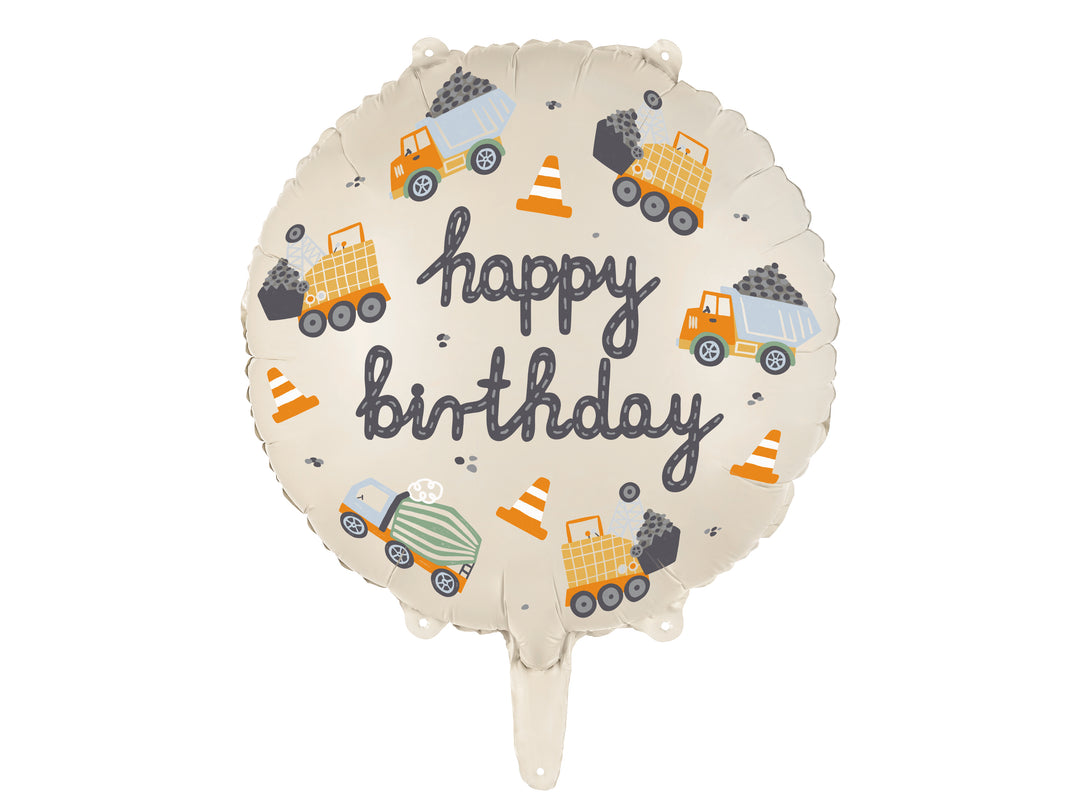 Globo foil Construcción Happy Birthday 45 cm