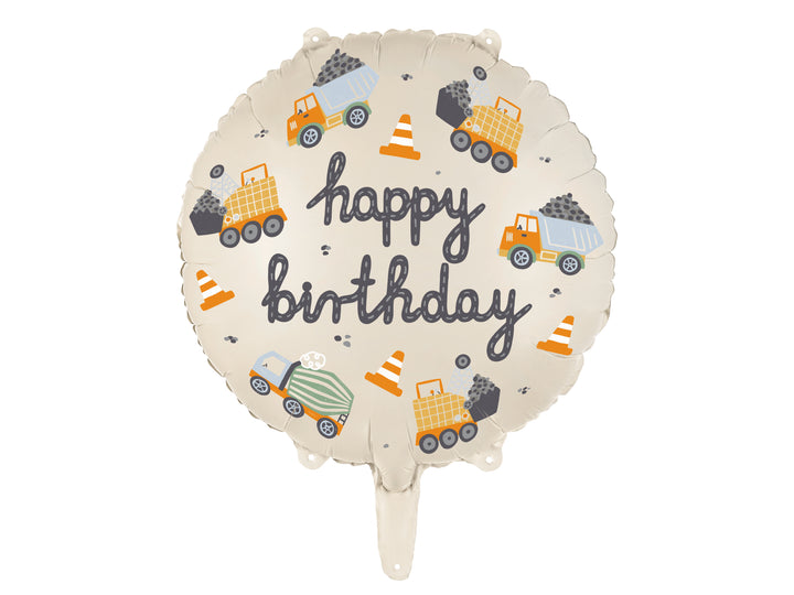 Globo foil Construcción Happy Birthday 45 cm