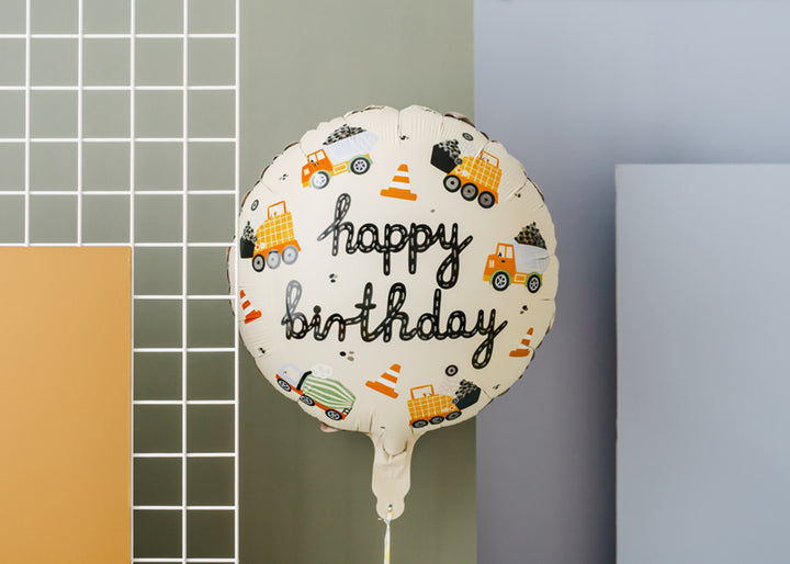 Globo foil Construcción Happy Birthday 45 cm