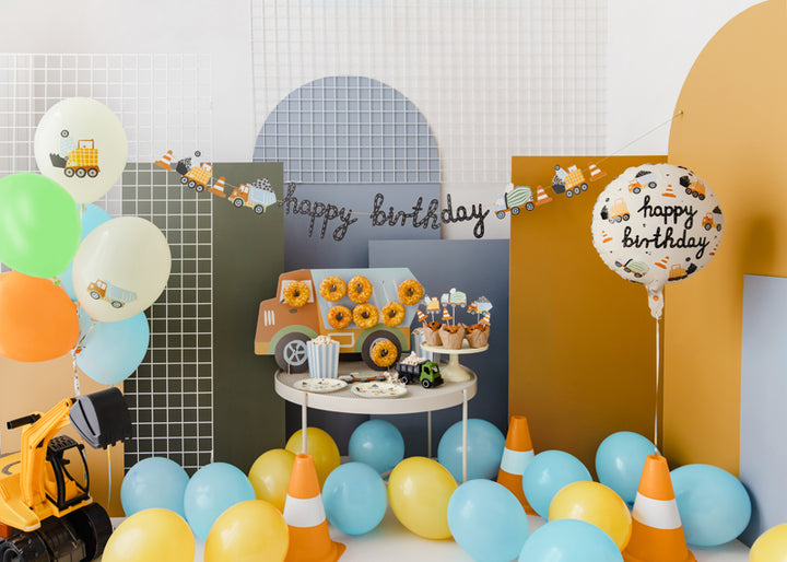 Globo foil Construcción Happy Birthday 45 cm