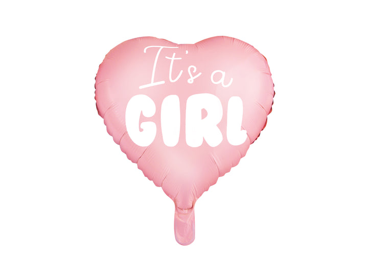 Globo foil Corazón I'ts a Girl Rosa pastel 48cm
