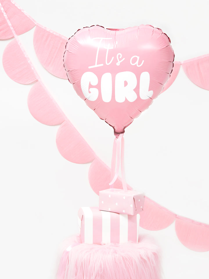 Globo foil Corazón I'ts a Girl Rosa pastel 48cm