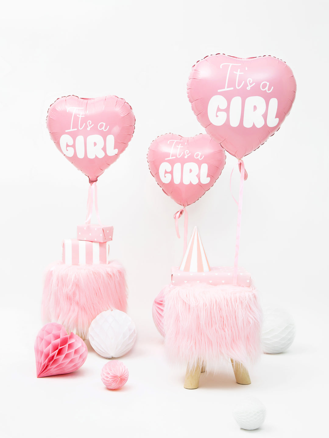 Globo foil Corazón I'ts a Girl Rosa pastel 48cm