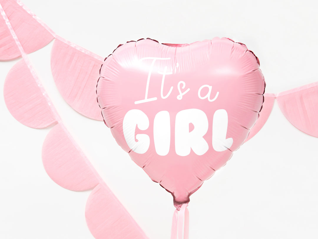 Globo foil Corazón I'ts a Girl Rosa pastel 48cm