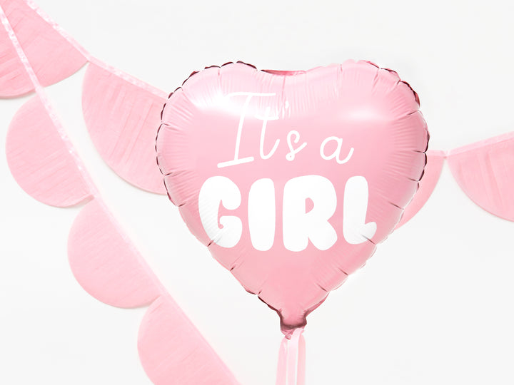 Globo foil Corazón I'ts a Girl Rosa pastel 48cm