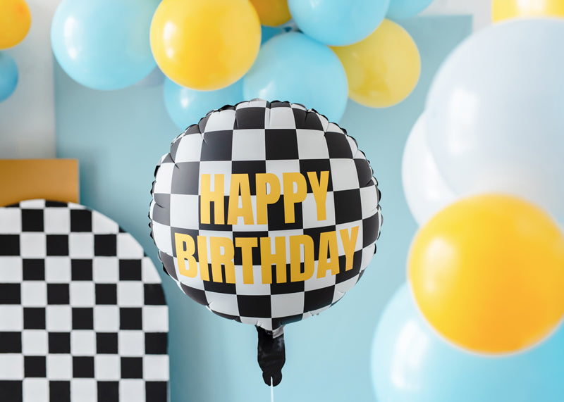 Globo Foil "Carrera de Coches" Happy Birthday