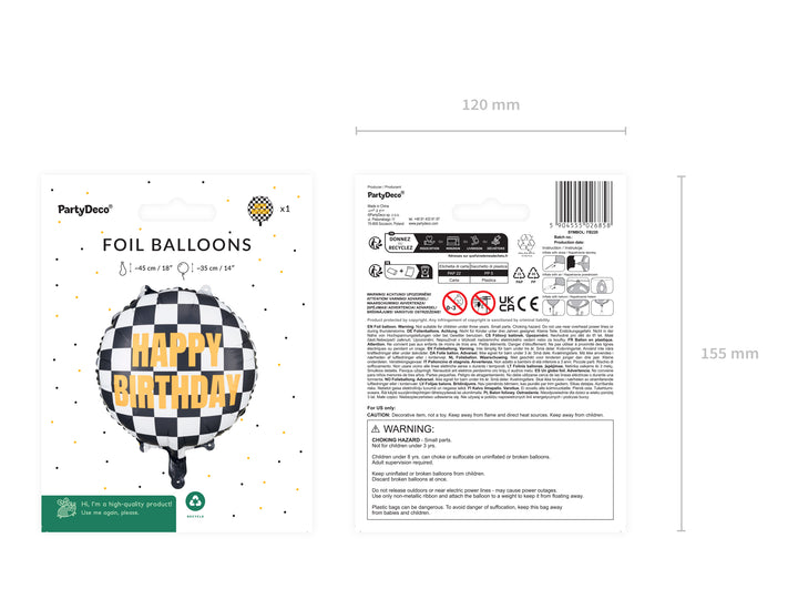 Globo Foil "Carrera de Coches" Happy Birthday