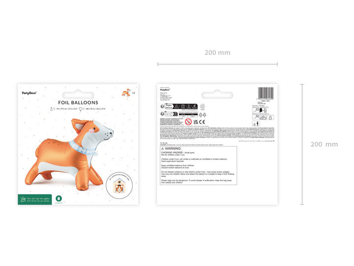 Globo Foil de pie Perro Corgi 88 x 70 cm