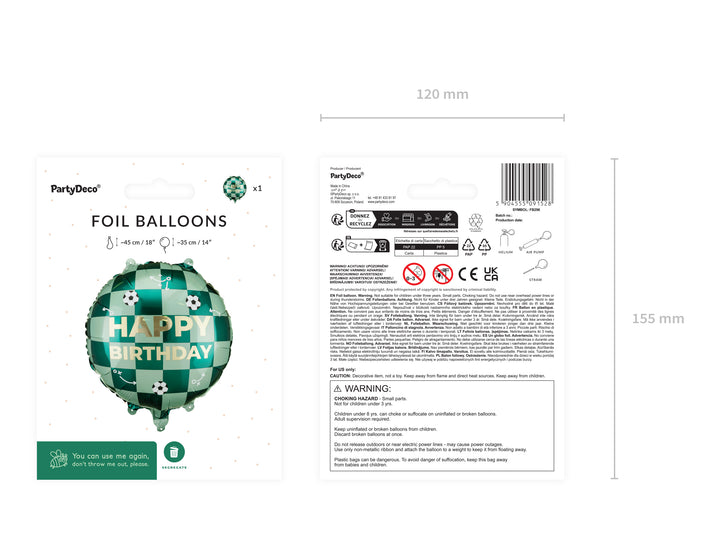 Globo Foil Fútbol Happy Birthday 18"
