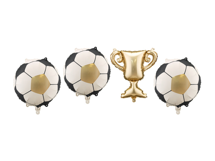 Set de Globos Trofeo y Pelotas Fútbol 4 Uds