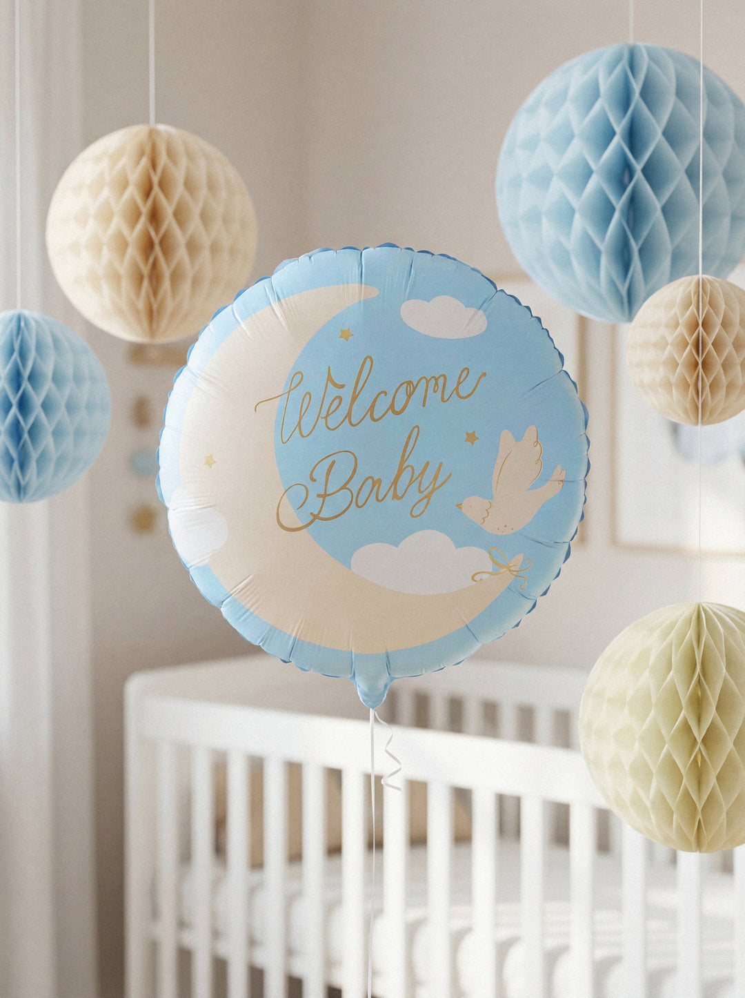 Globo foil redondo Welcome Baby Azul Patel 45cm