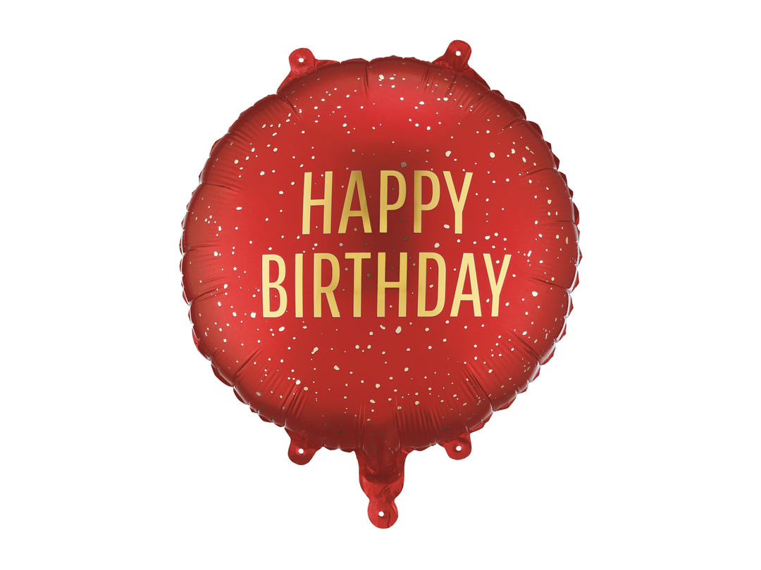 Globo foil redondo Happy Birthday Rojo 45 cm
