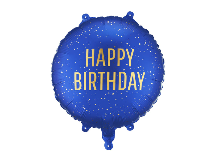 Globo Foil Redondo Happy Birthday Azul 45 cm