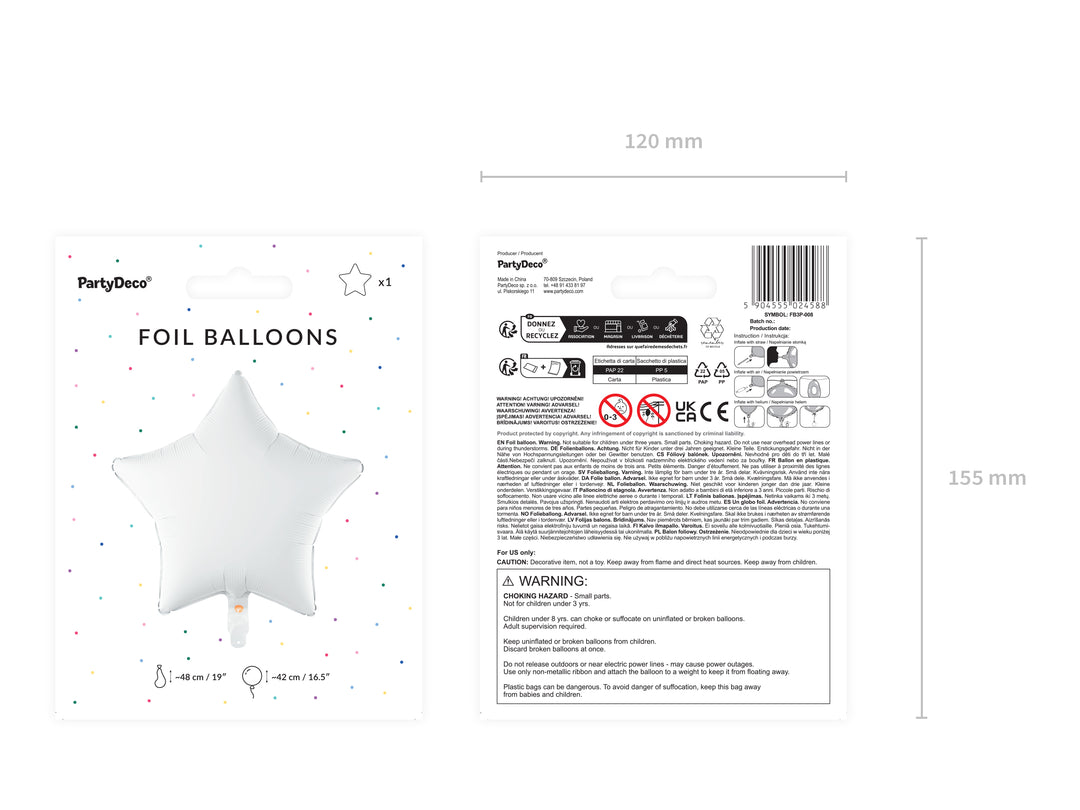 Globo Foil "Estrella blanca" 48 cm