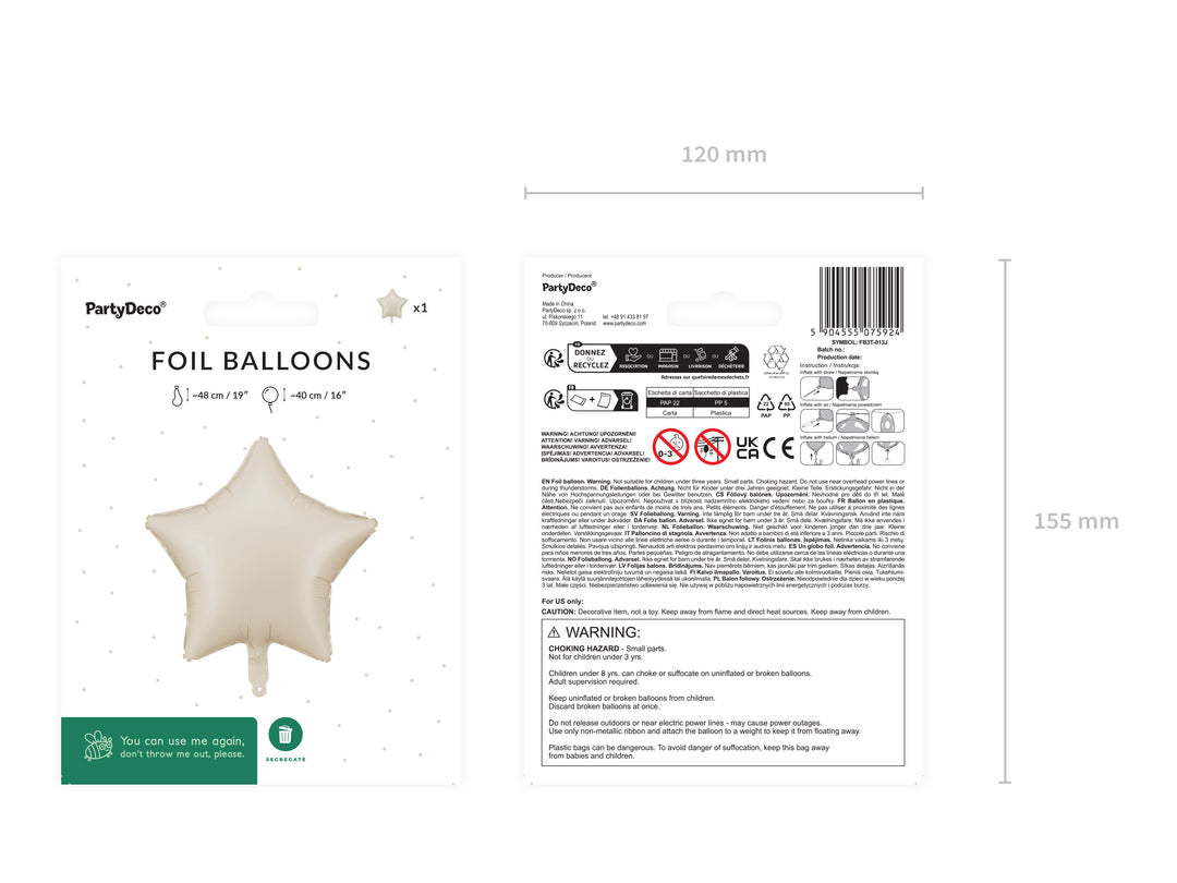 Globo Foil "Estrella crema mate" 48 cm