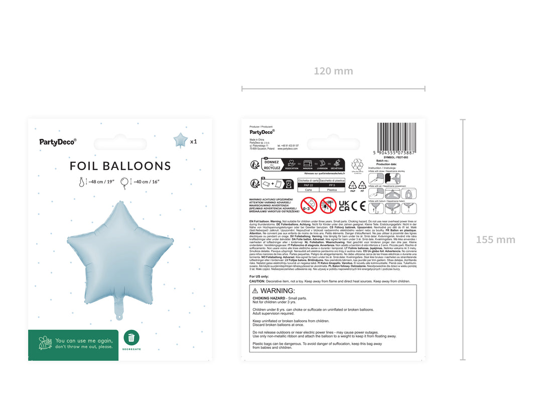 Globo Foil "Estrella azul celeste" 48 cm