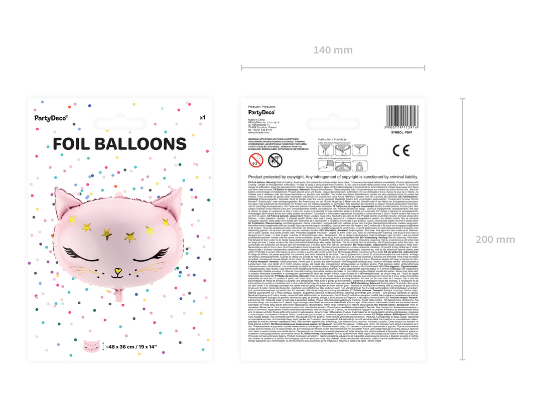 Globo Foil "Cara gatita rosa"