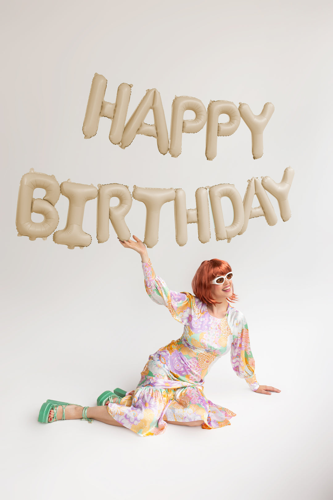 Globo Foil Letras XL Happy Birthday Crema