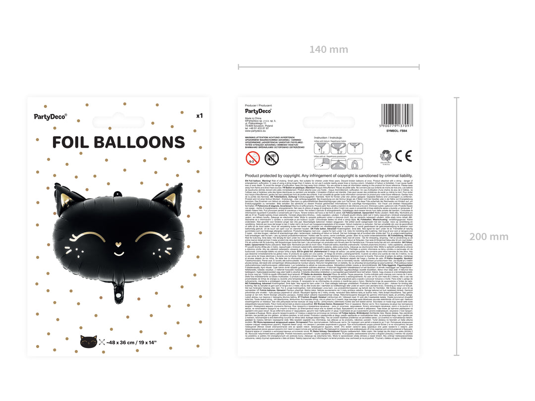 Globo Foil "Cara gatito negro"