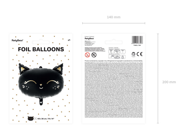 Globo Foil "Cara gatito negro"