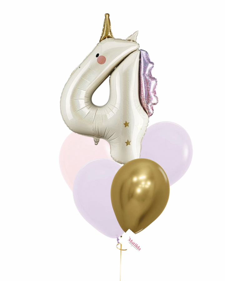 Bouquet de Globos Número Unicornio Pastel