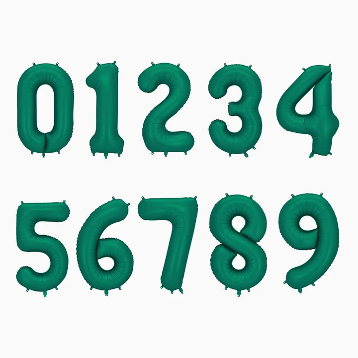 Globo Aluminio Número Verde 0 a 9,34"