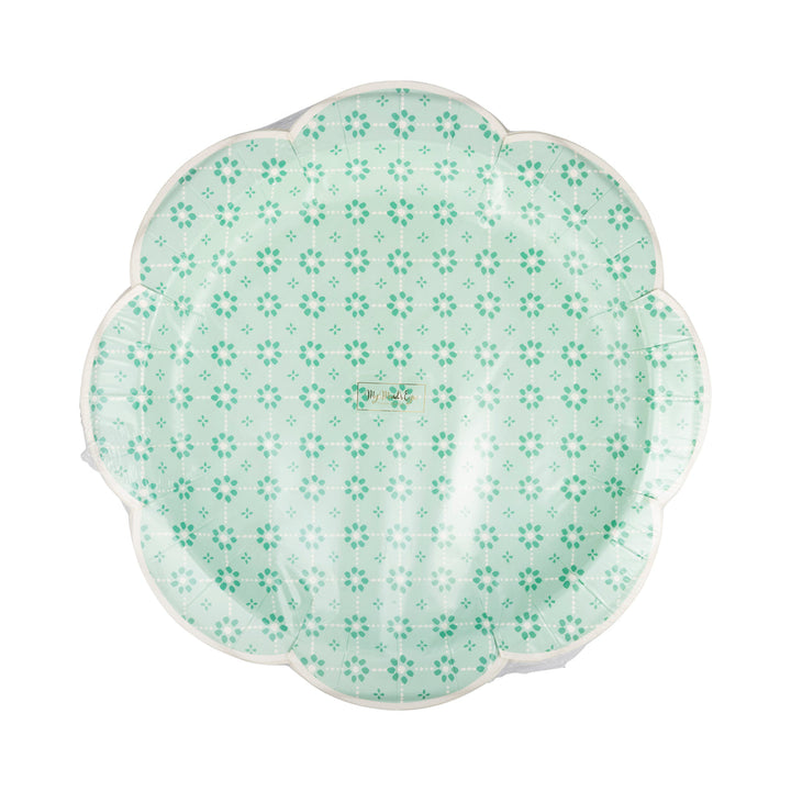 Plato Mimbre Verde, 8 Uds