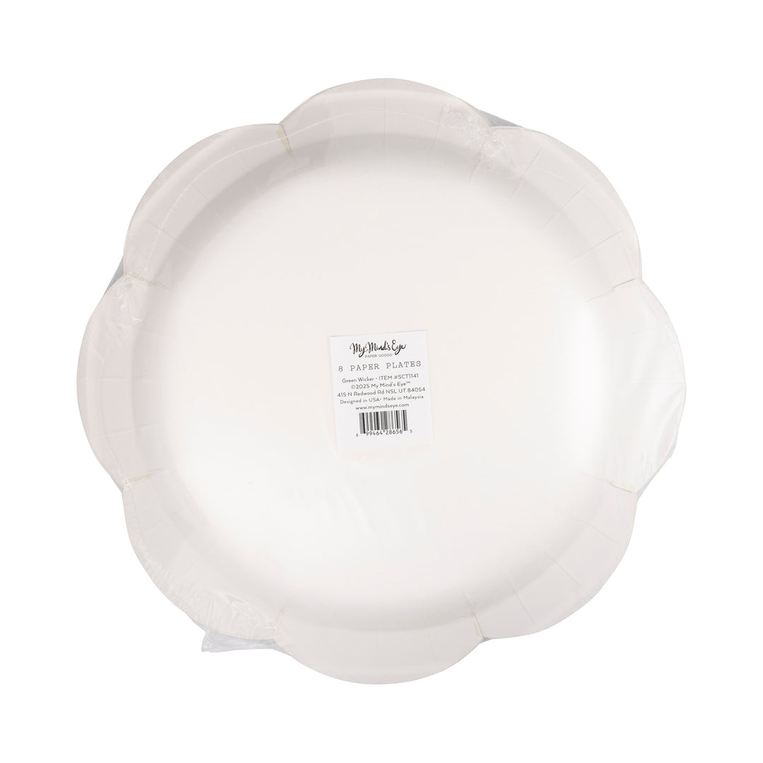 Plato Mimbre Verde, 8 Uds