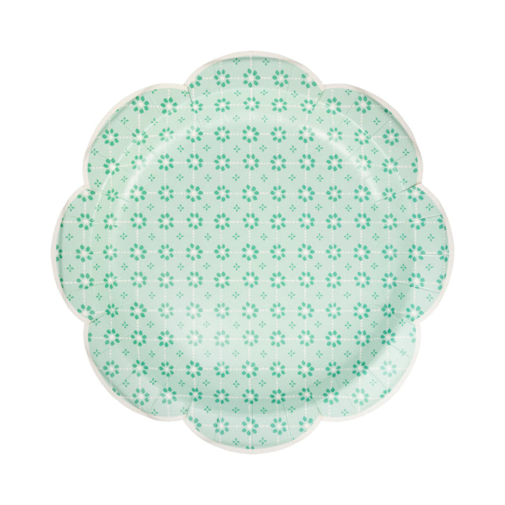Plato Mimbre Verde, 8 Uds