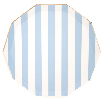 Plato a Rayas Cabana Azul Celeste, 8 Uds