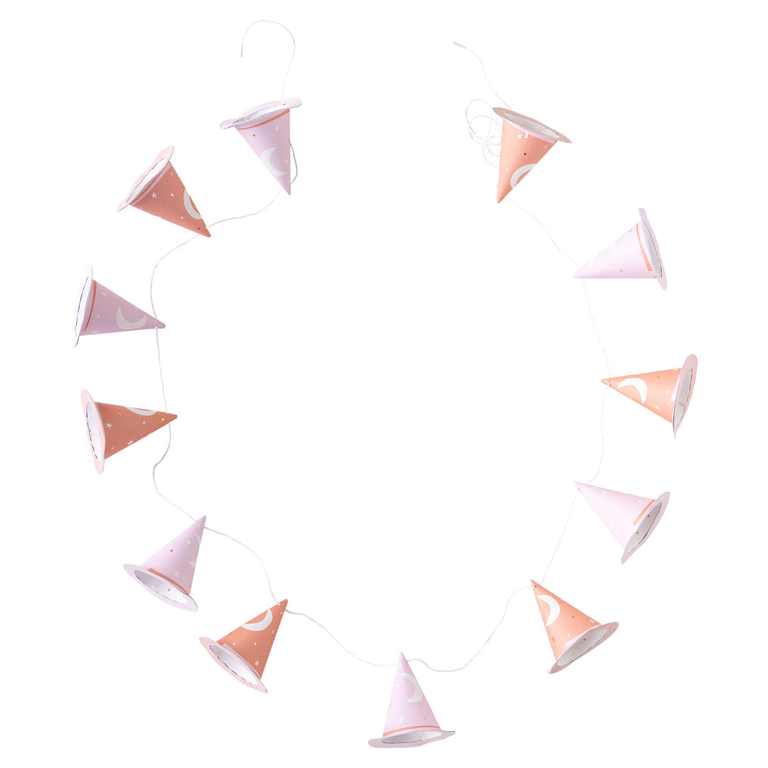 Guirnalda sombrero Bruja Rosa