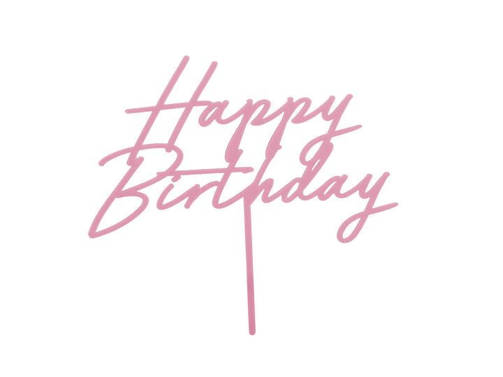 Topper Acrílico Pastel Happy Birthday Rosa Claro