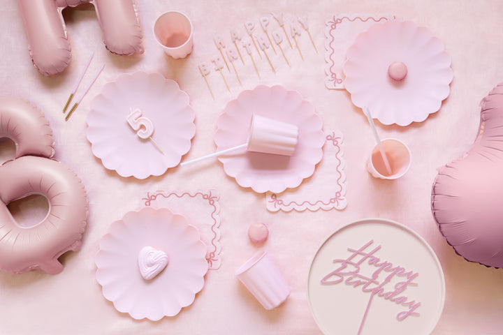 Topper Acrílico Pastel Happy Birthday Rosa Claro