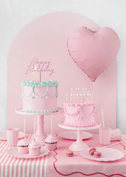 Topper Acrílico Pastel Happy Birthday Rosa Claro