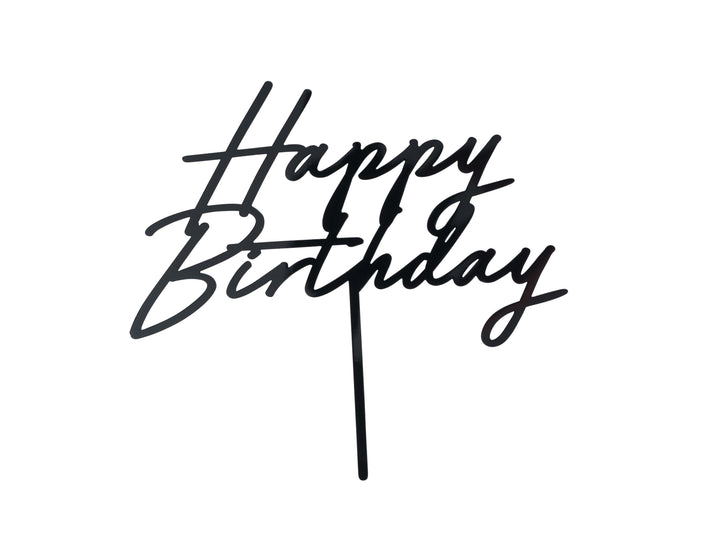 Topper Acrílico Pastel Happy Birthday Negro