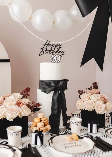 Topper Acrílico Pastel Happy Birthday Negro