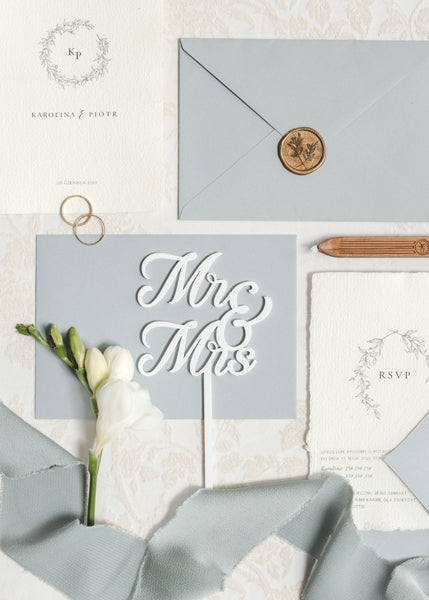 Topper Acrílico Pastel MR & MRS Blanco