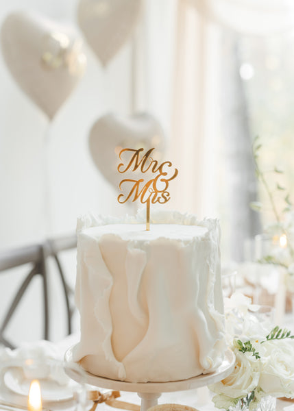 Topper Acrílico Pastel MR & MRS Dorado