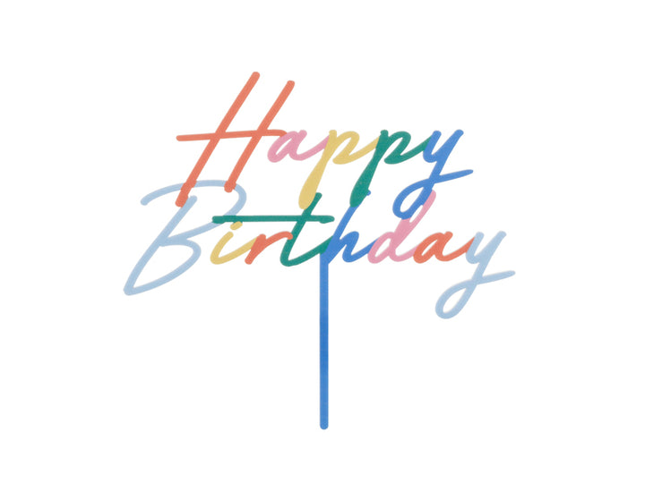 Topper Acrílico Pastel Happy Birthday Multicolor