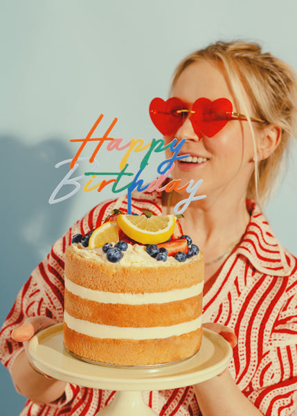 Topper Acrílico Pastel Happy Birthday Multicolor