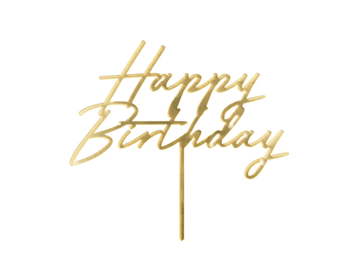 Topper Acrílico Pastel Happy Birthday Dorado