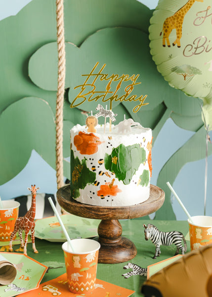 Topper Acrílico Pastel Happy Birthday Dorado